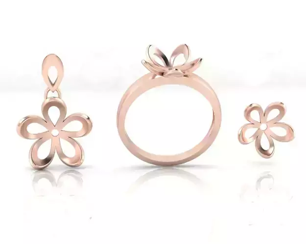flower jewelry set earring and pendant and ring 