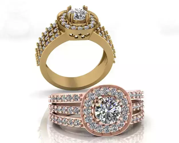 round halo engagement high jewelry ring 