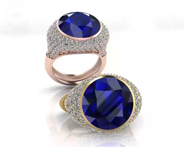 oval pave setting high jewelry ring 