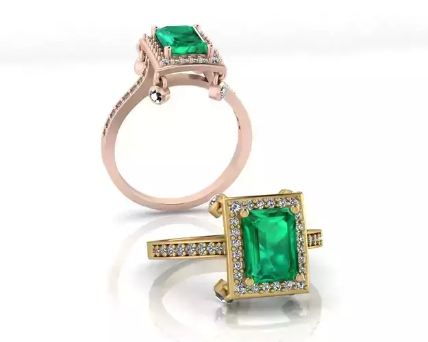 emerald halo engagement jewelry ring