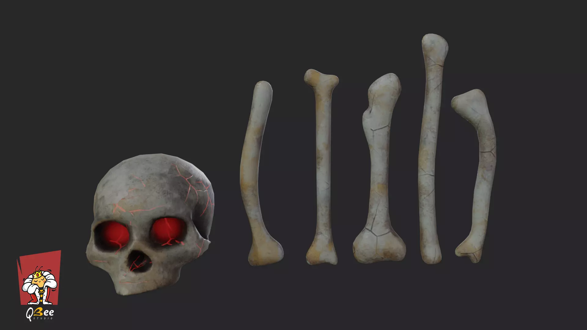 Stylized Scattered Bone Low-poly 3D model