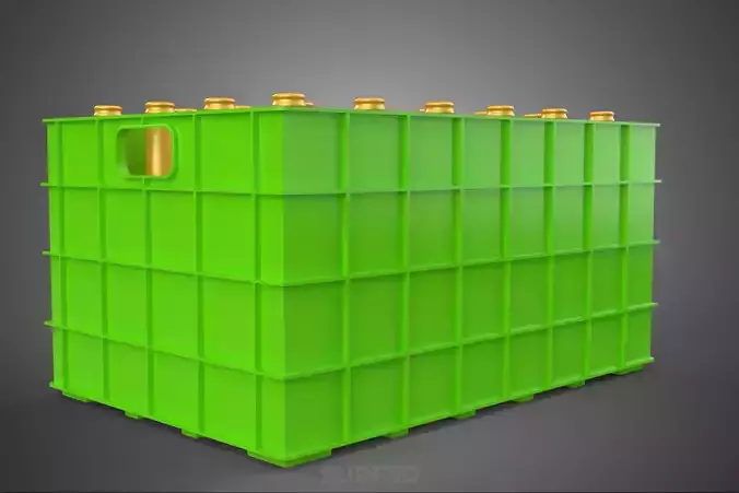 GREEN BOTTLES DRINK CRATE BOX CONTAINER STORAGE TRAY RACK ARRAY 3D model 6