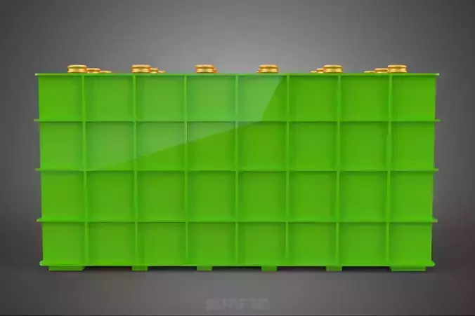 GREEN BOTTLES DRINK CRATE BOX CONTAINER STORAGE TRAY RACK ARRAY 3D model 7