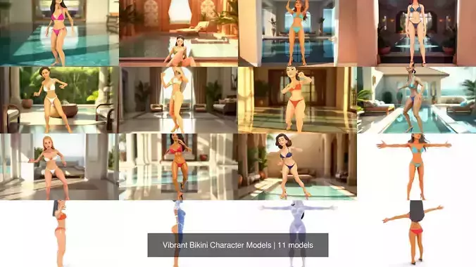 Vibrant Bikini Character Models