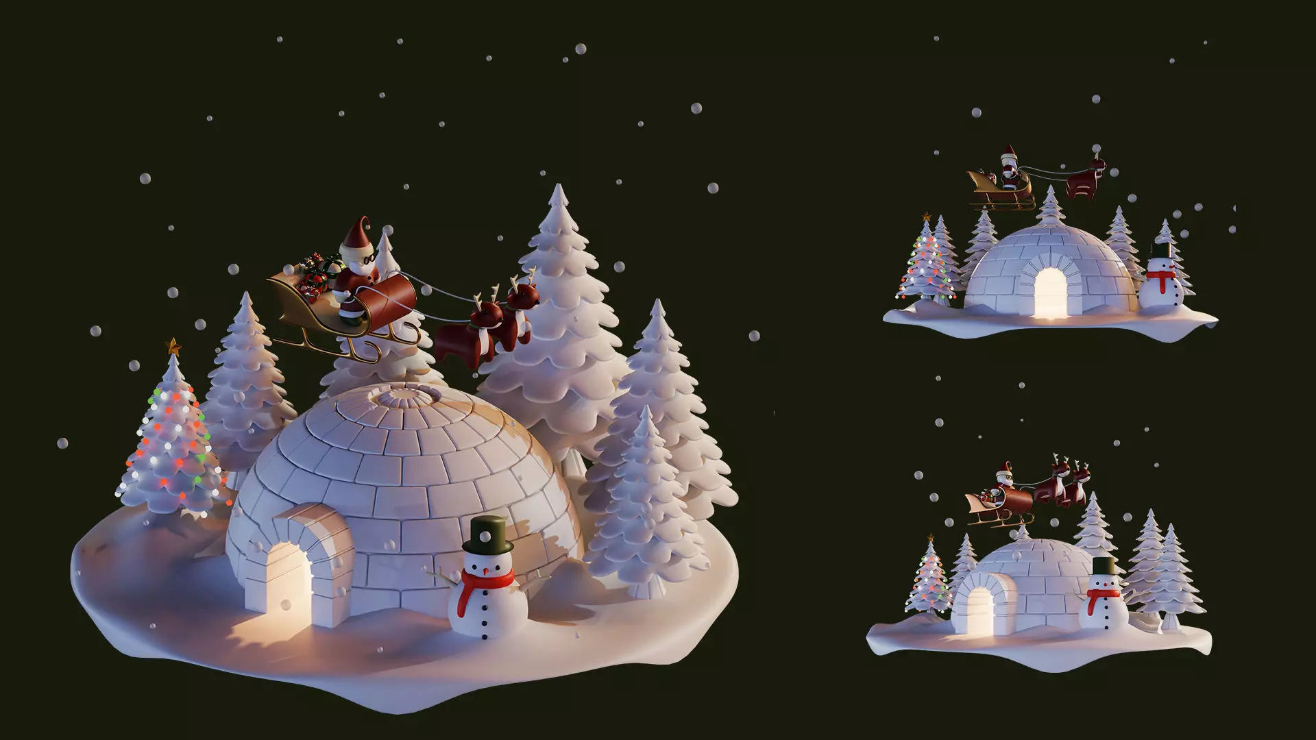Igloo In Winter Christmas 3D model