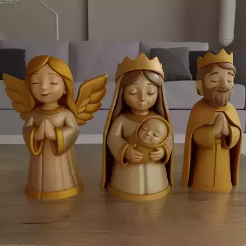 Charming Nativity Scene STL 3D Model