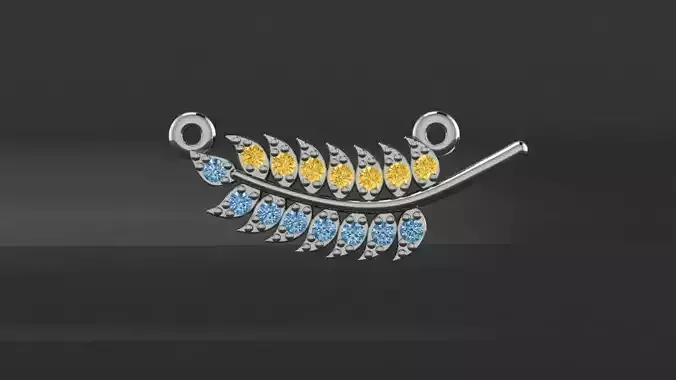 Ear of wheat pendant with a diamond