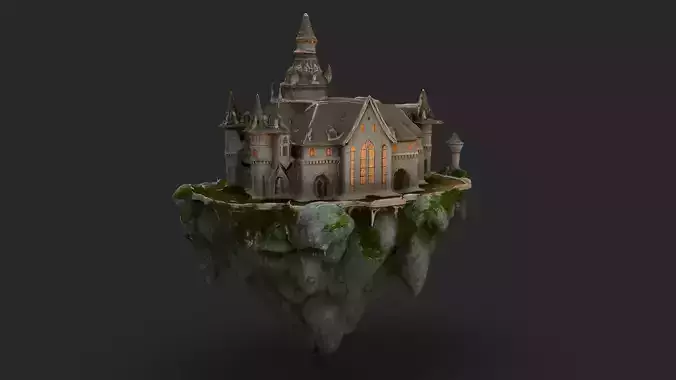 Floating Castle  Low-poly 3D model 2
