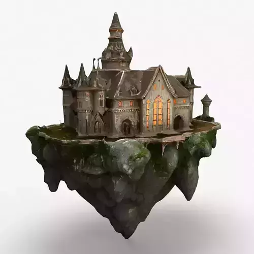 Floating Castle  Low-poly 3D model