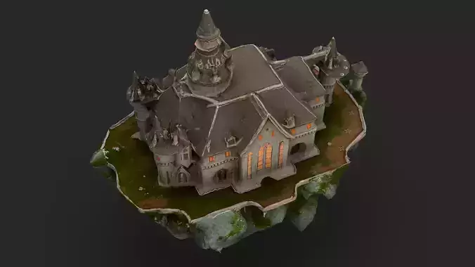 Floating Castle  Low-poly 3D model 7