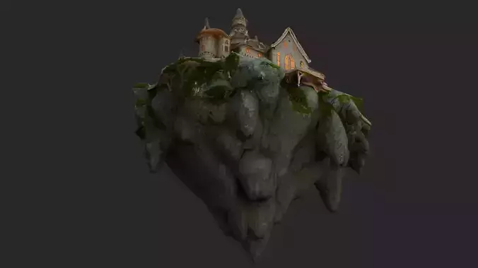 Floating Castle  Low-poly 3D model 5