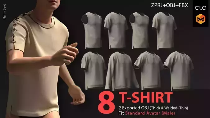 8 T-SHIRT PACK- Marvelous Designer