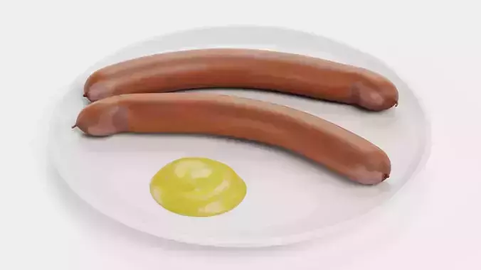 Sausages on Plate with Mustard - Food Scene