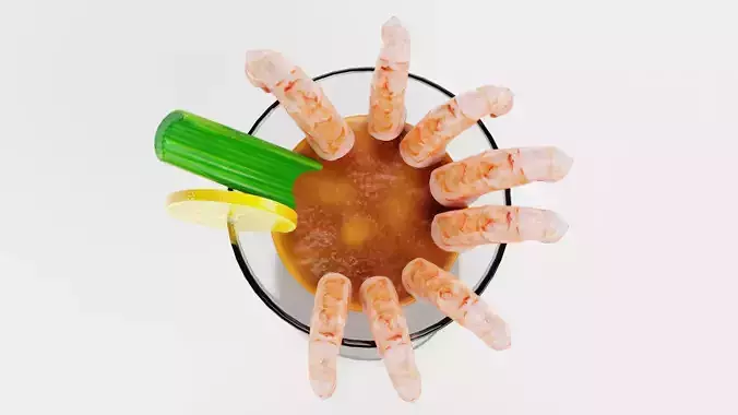 Shrimp Cocktail - Realistic Appetizer Food Scene 3D model 3