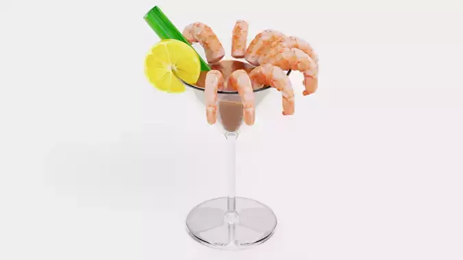 Shrimp Cocktail - Realistic Appetizer Food Scene