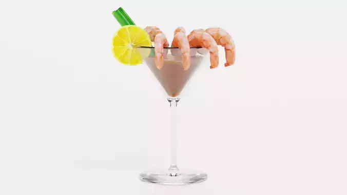 Shrimp Cocktail - Realistic Appetizer Food Scene 3D model 2