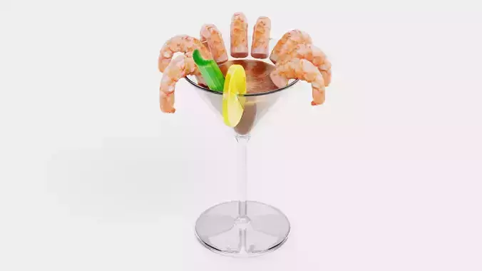Shrimp Cocktail - Realistic Appetizer Food Scene 3D model 4