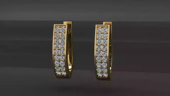 Diamond hoop earrings in two rows