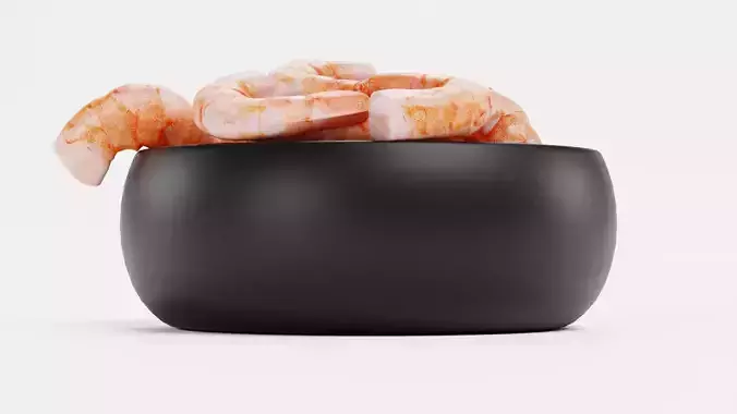 Shrimps in Bowl - Realistic Seafood Serving Scene 3D model 2