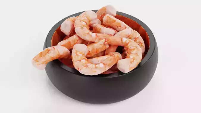 Shrimps in Bowl - Realistic Seafood Serving Scene 3D model 4