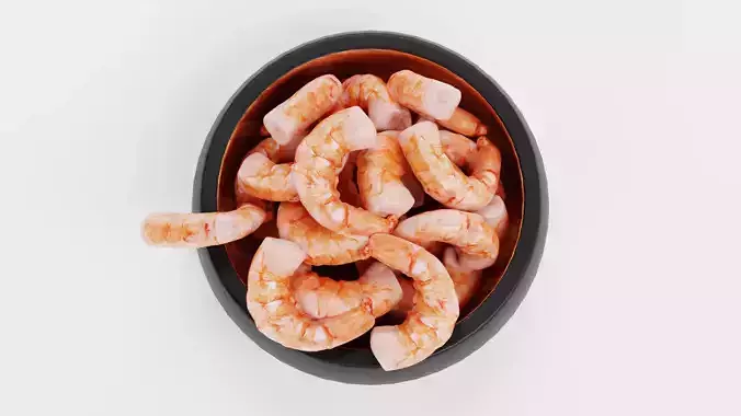 Shrimps in Bowl - Realistic Seafood Serving Scene 3D model 3