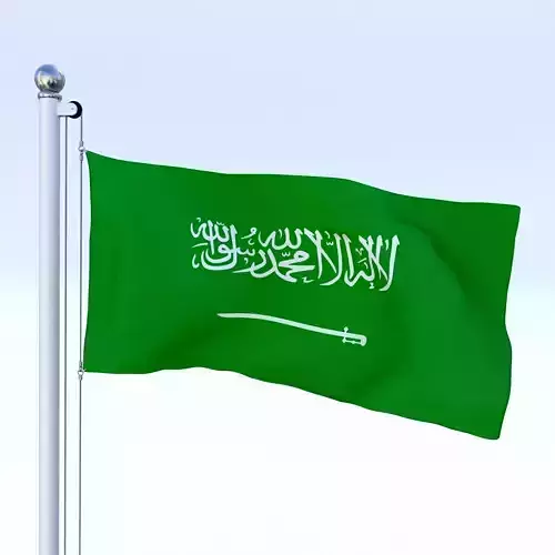Animated Saudi Arabia Flag Low-poly 3D model