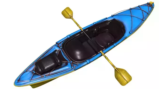 Game Ready Kayak 3D Model with Paddle PBR Textured