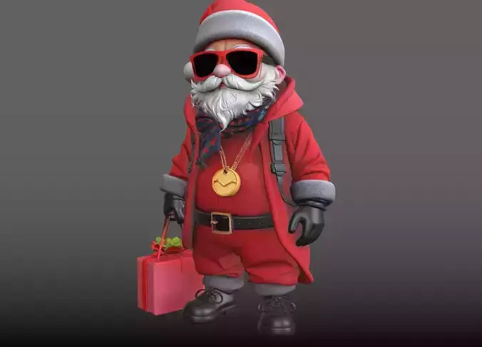 Santa Claus Shopping Style Trendy Holiday STL Model 3D print model