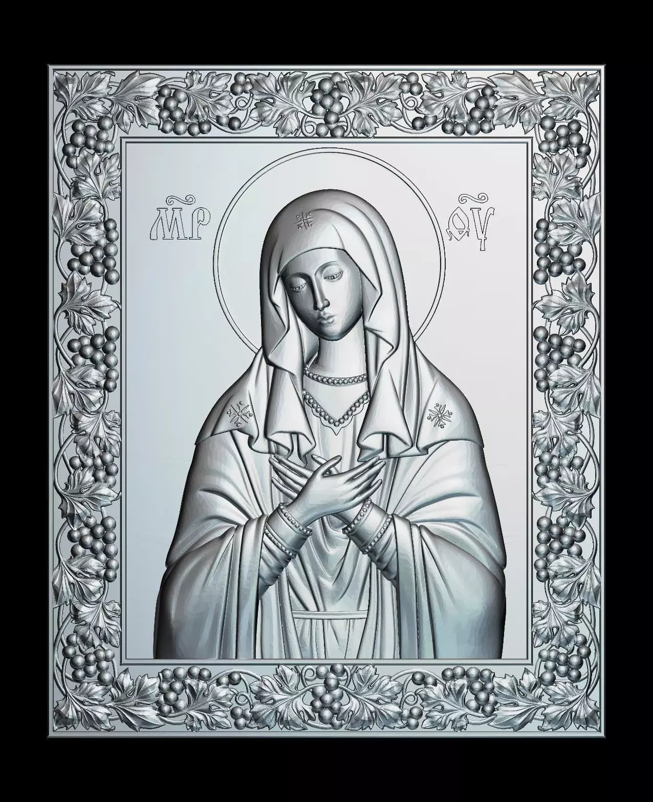 91 RELIGION Icon of the Mother of God Tenderness  3D print model_0