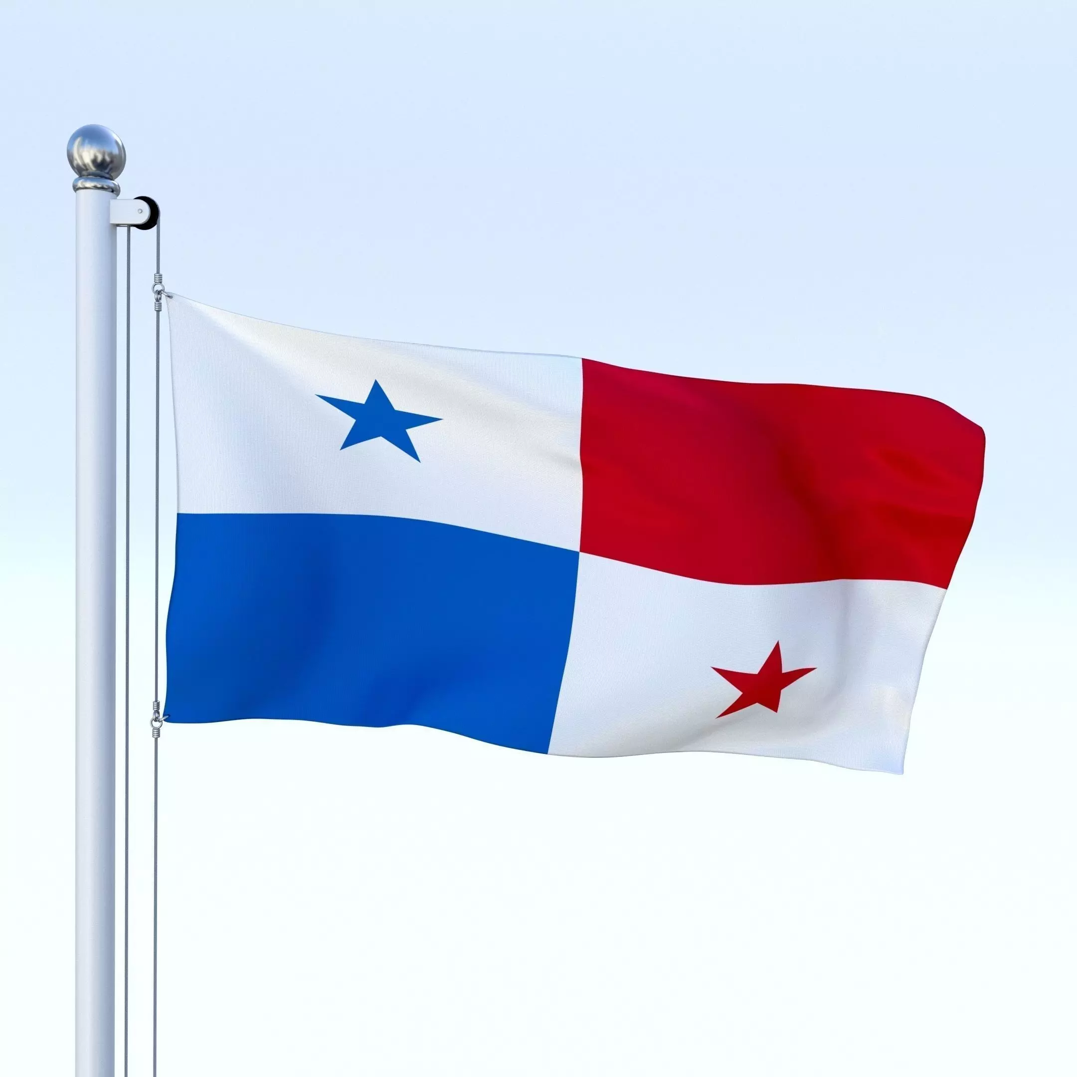 Animated Panama Flag Low-poly 3D model_0
