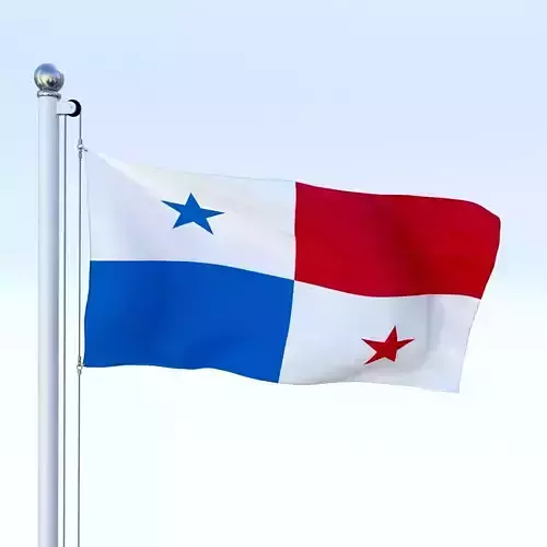 Animated Panama Flag Low-poly 3D model