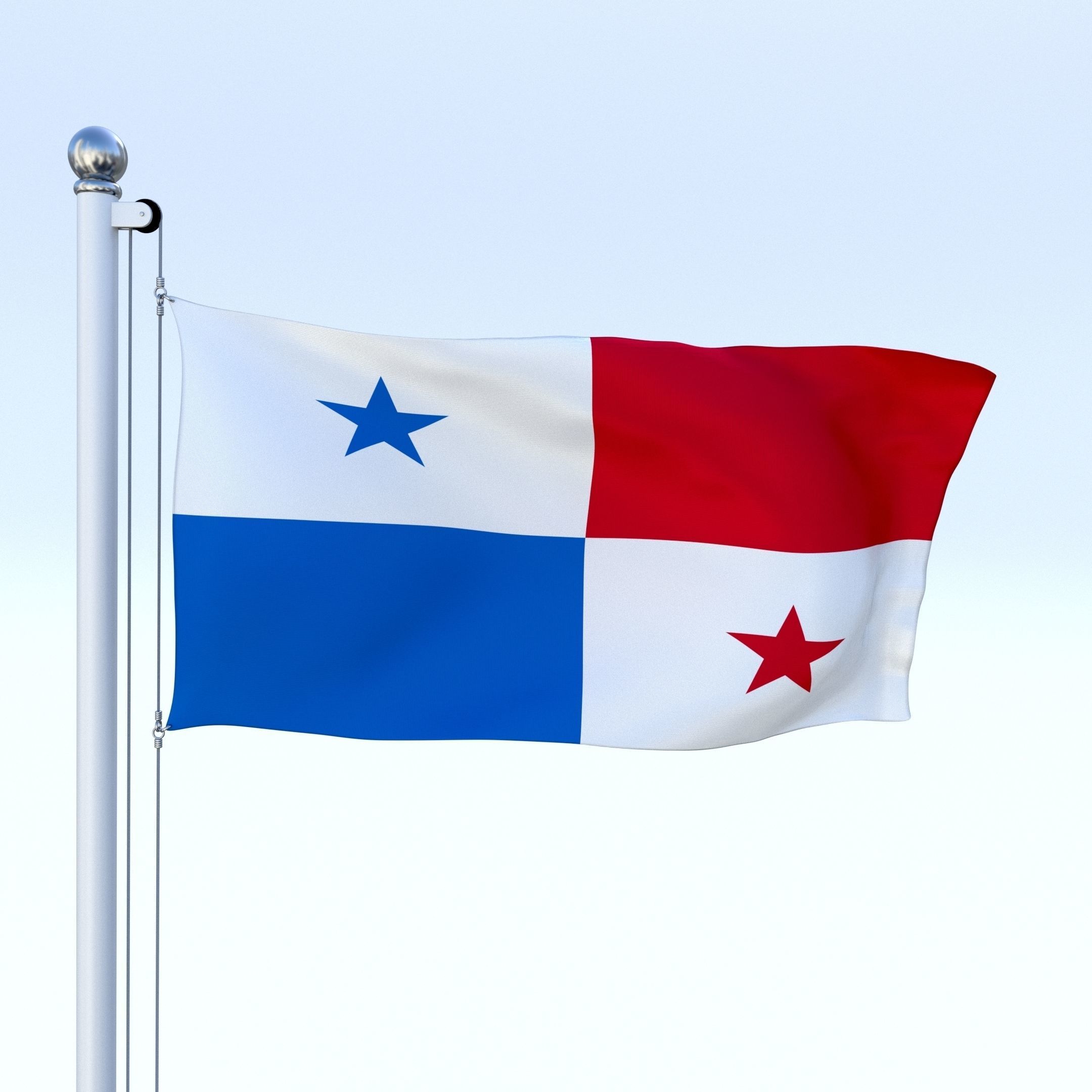 Animated Panama Flag Low-poly 3D model_11