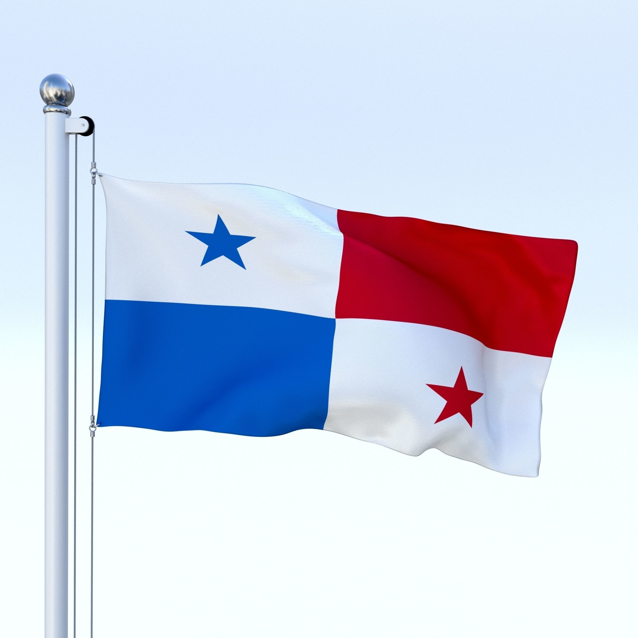 Animated Panama Flag Low-poly 3D model_12