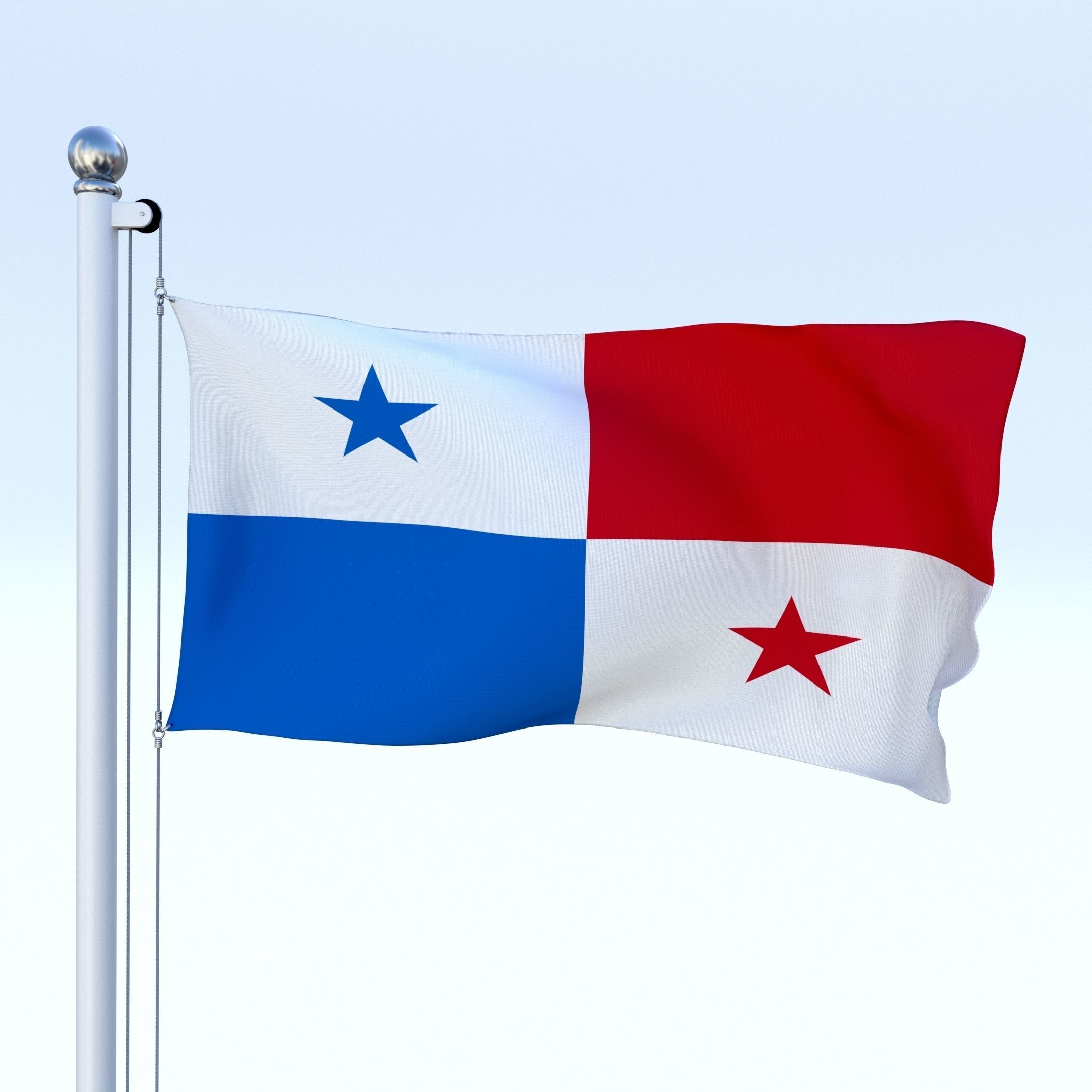 Animated Panama Flag Low-poly 3D model_22
