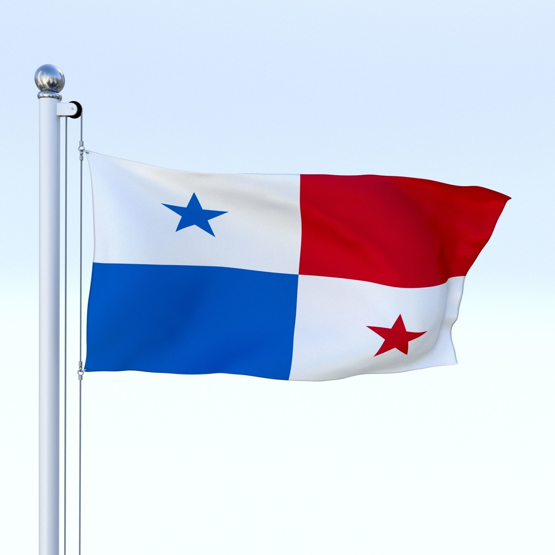 Animated Panama Flag Low-poly 3D model_5