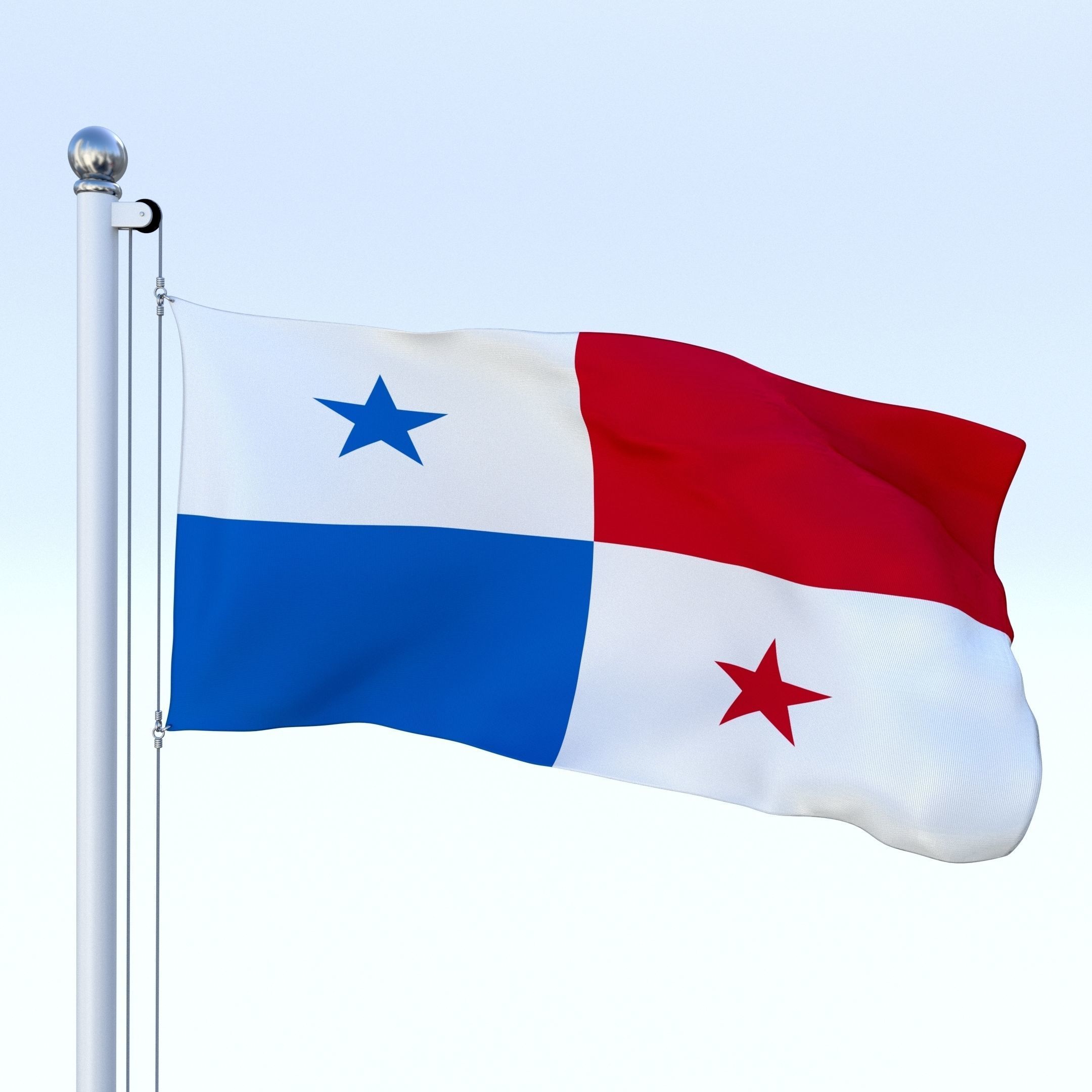 Animated Panama Flag Low-poly 3D model_19