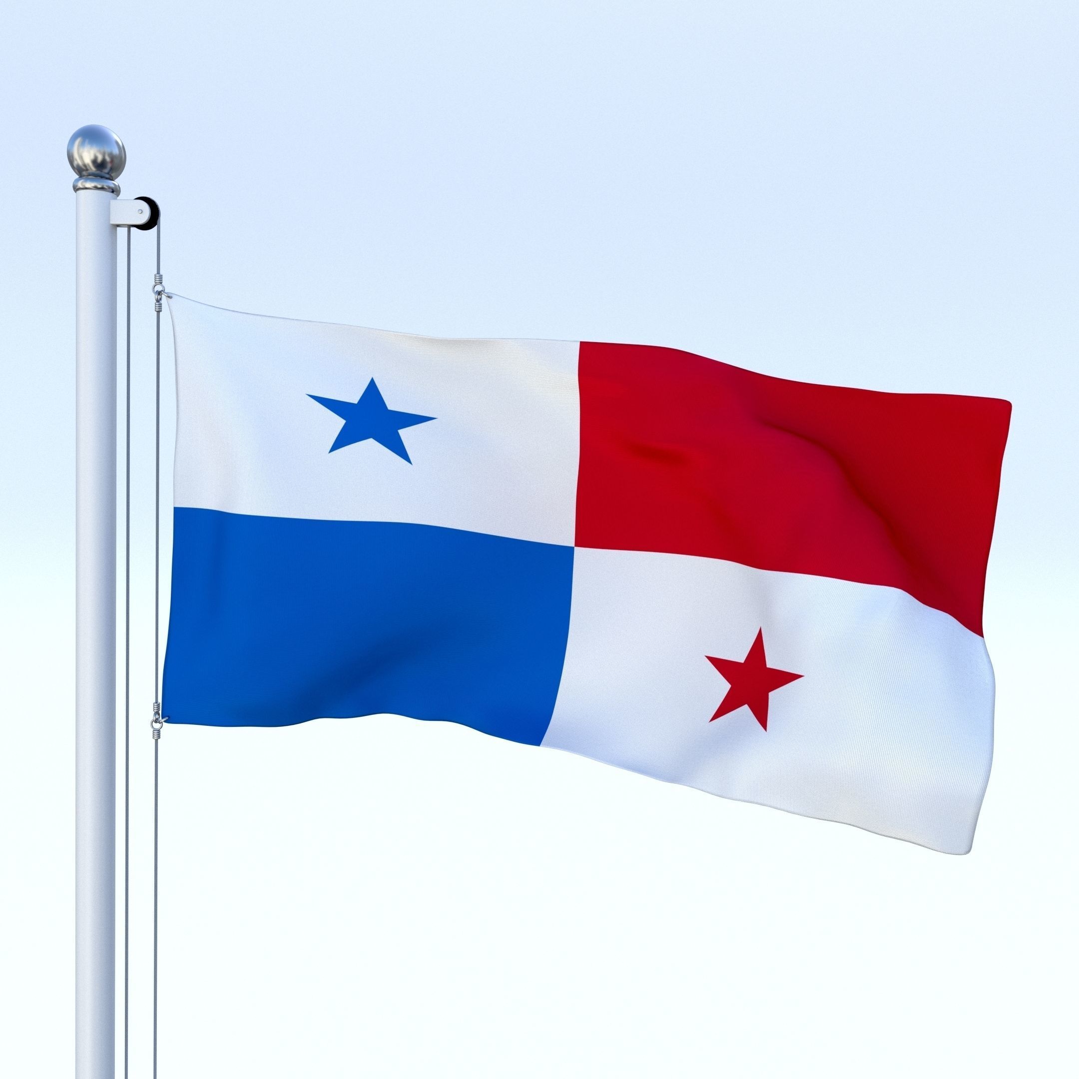 Animated Panama Flag Low-poly 3D model_20