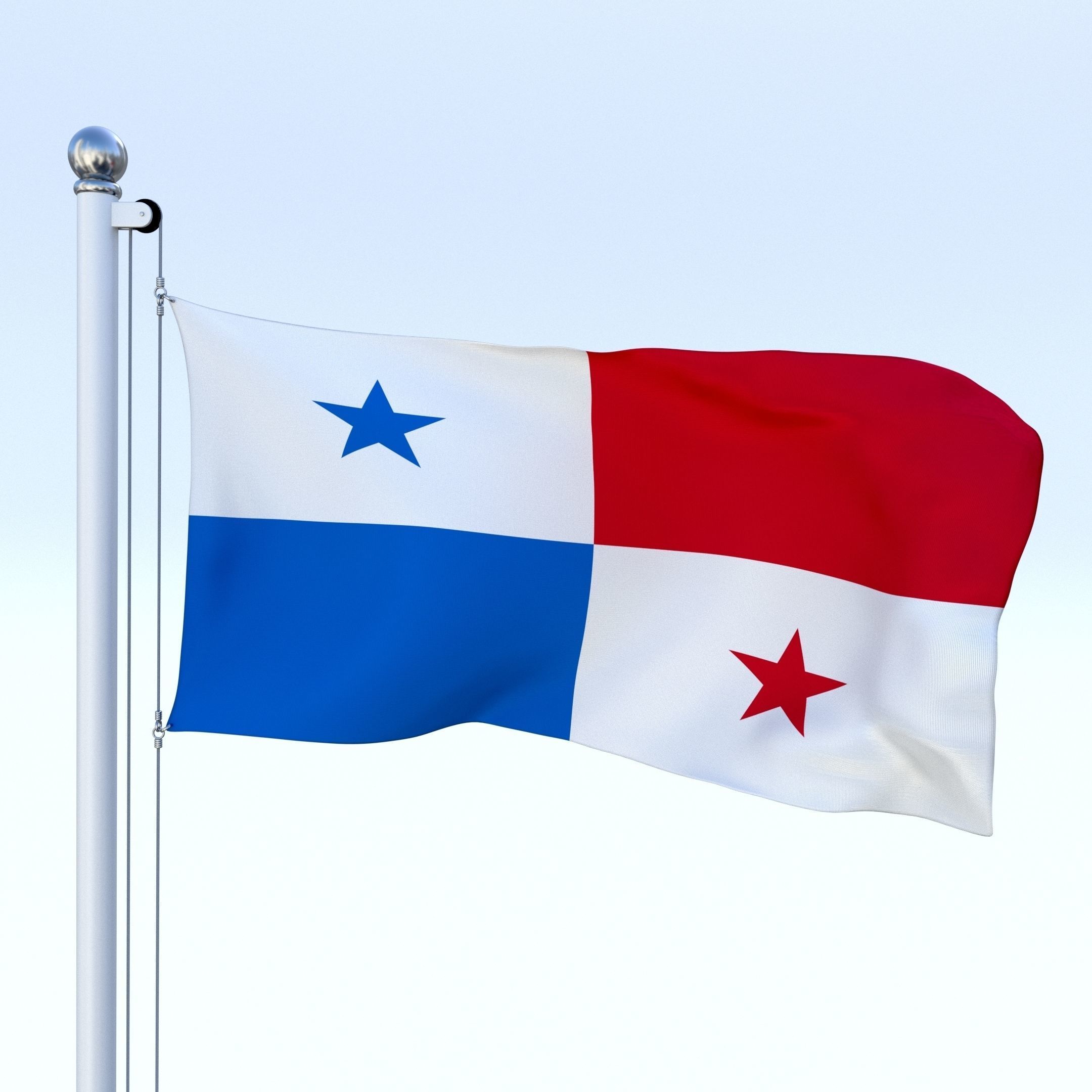 Animated Panama Flag Low-poly 3D model_6