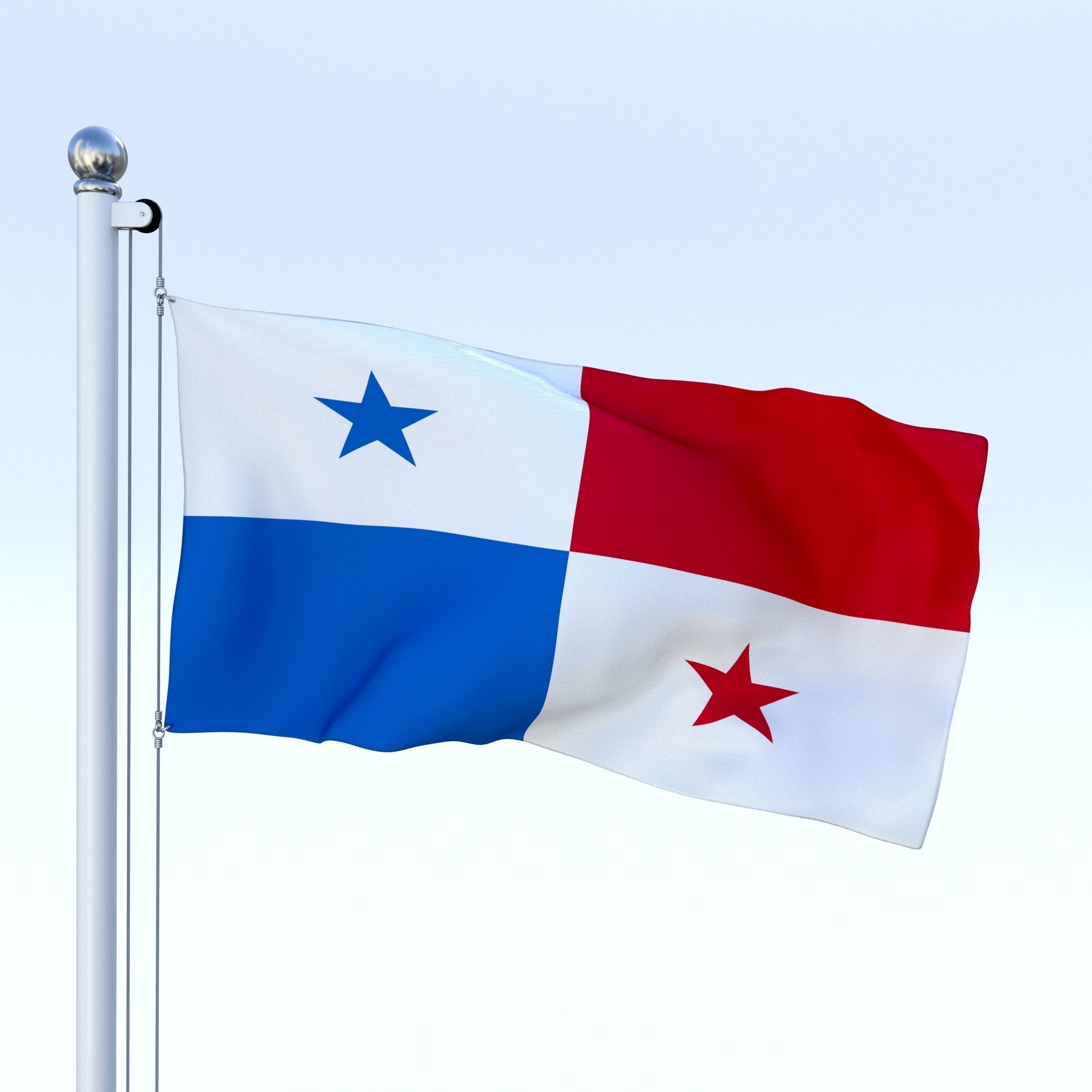 Animated Panama Flag Low-poly 3D model_2