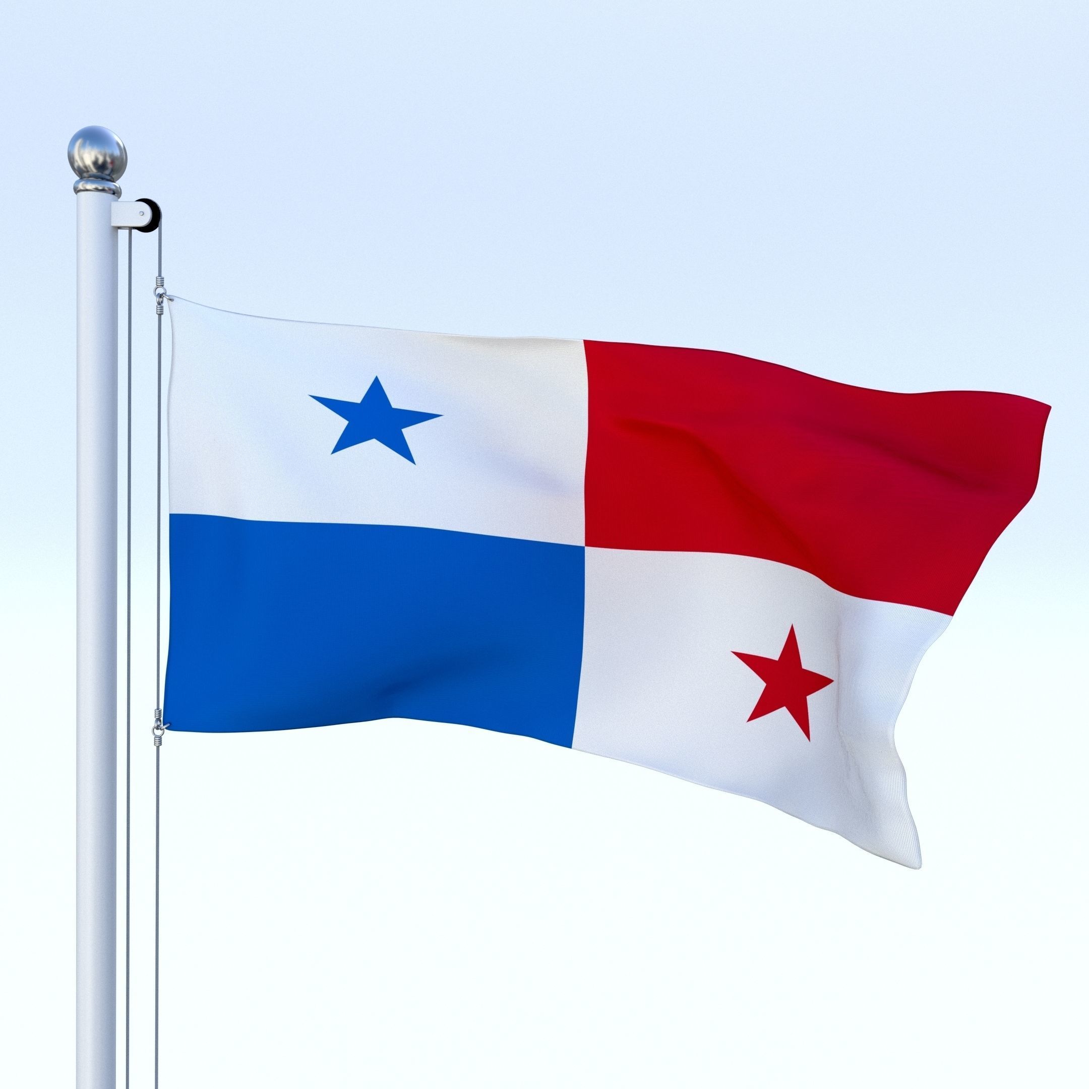 Animated Panama Flag Low-poly 3D model_4