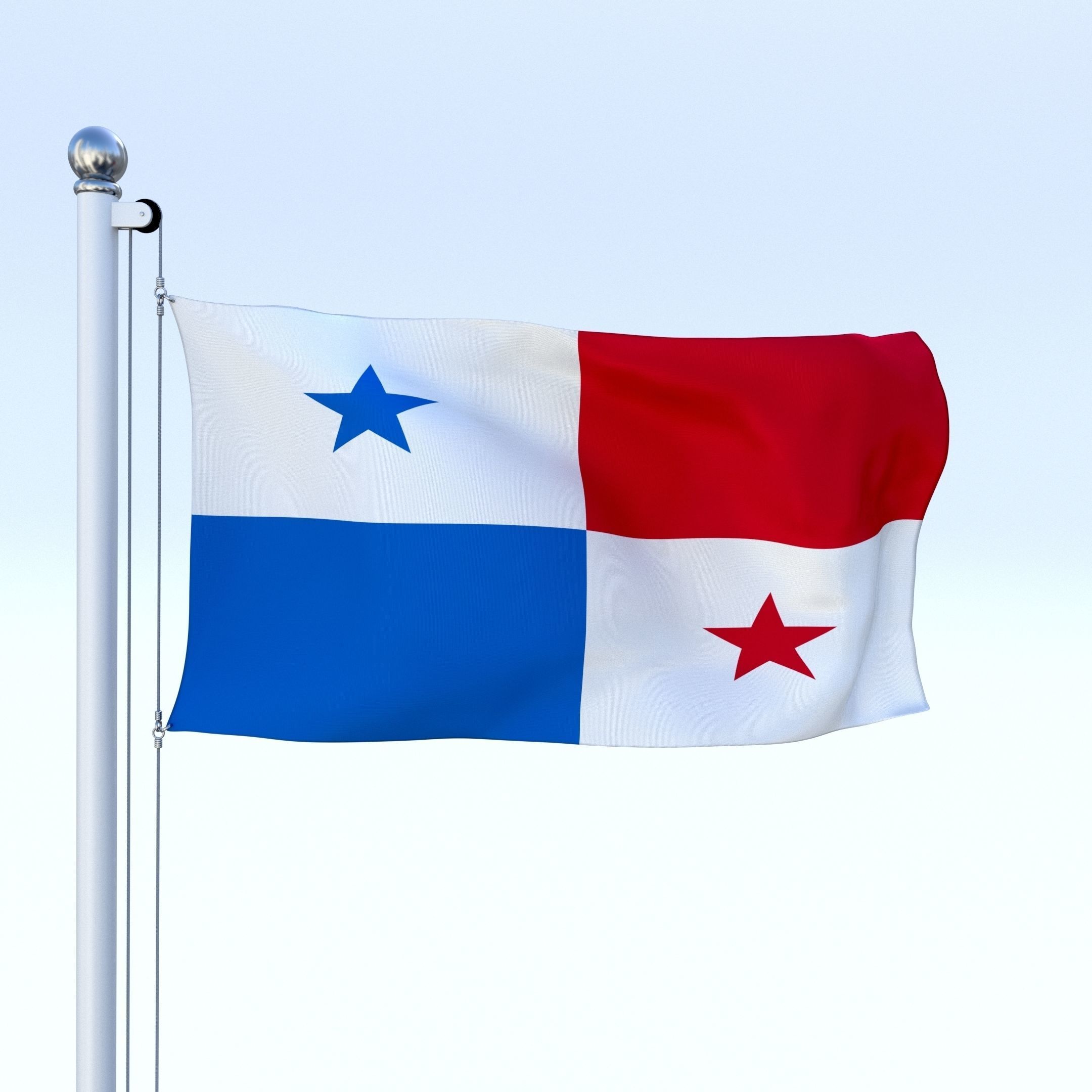 Animated Panama Flag Low-poly 3D model_16