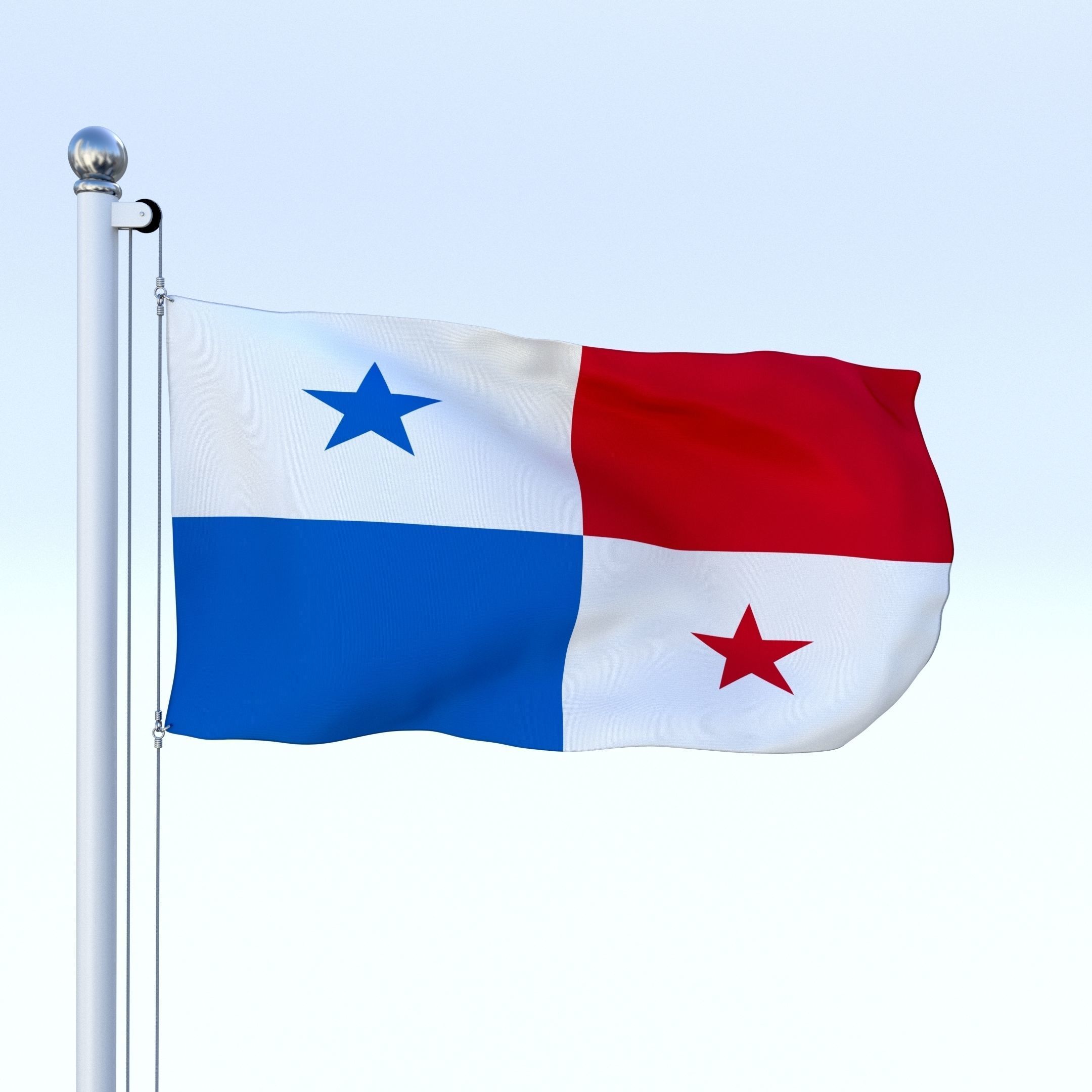 Animated Panama Flag Low-poly 3D model_14