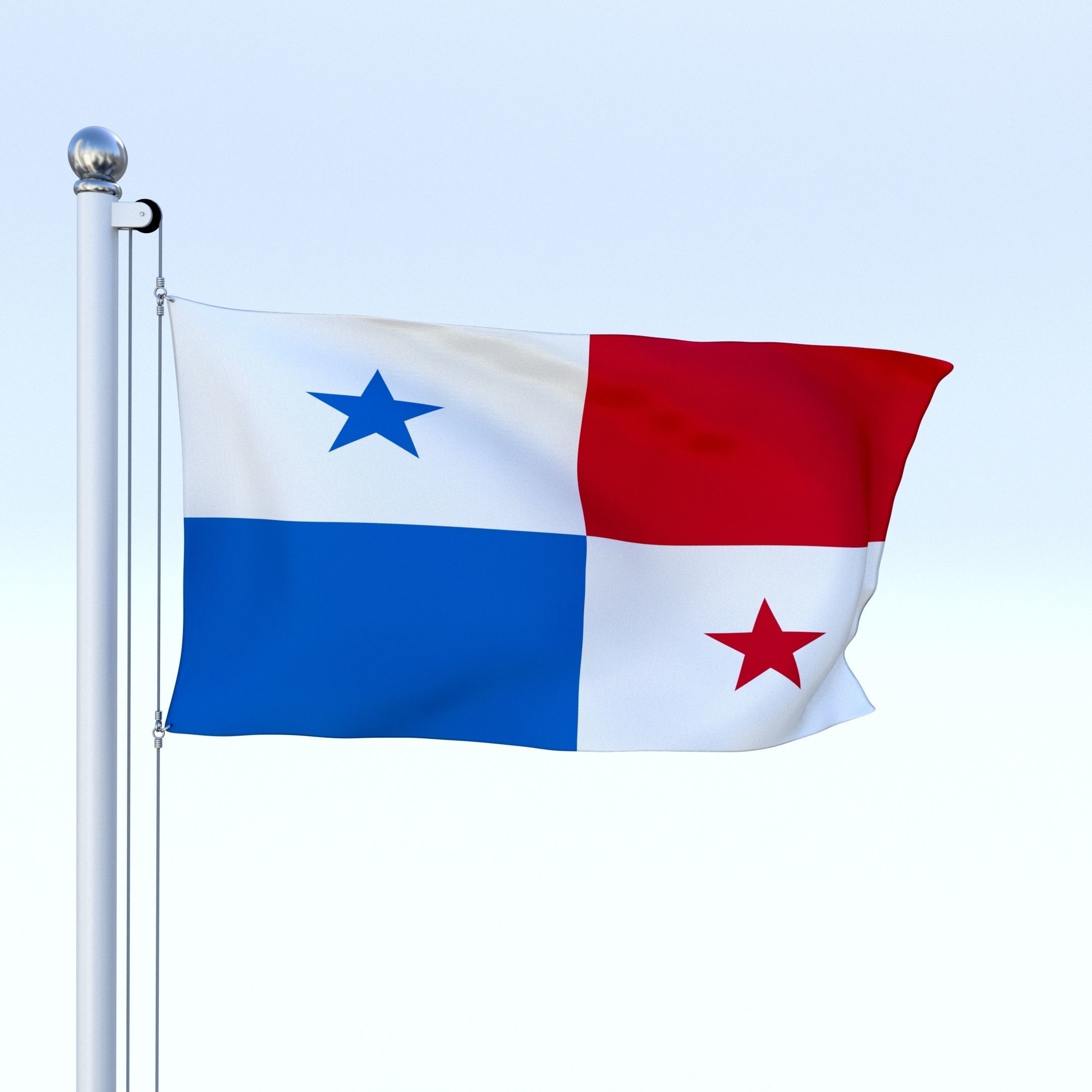 Animated Panama Flag Low-poly 3D model_1