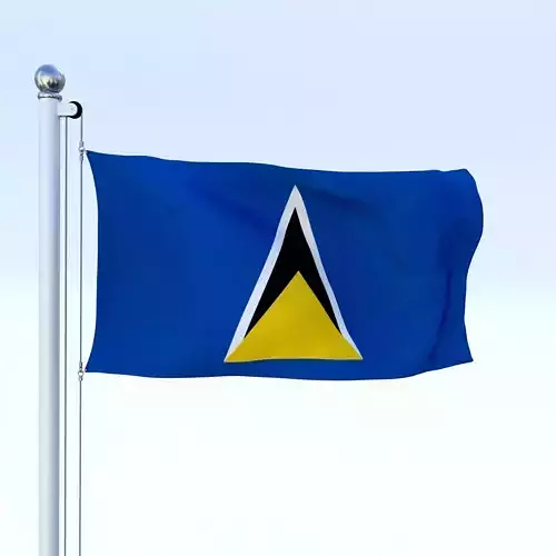 Animated Saint Lucia Flag Low-poly 3D model