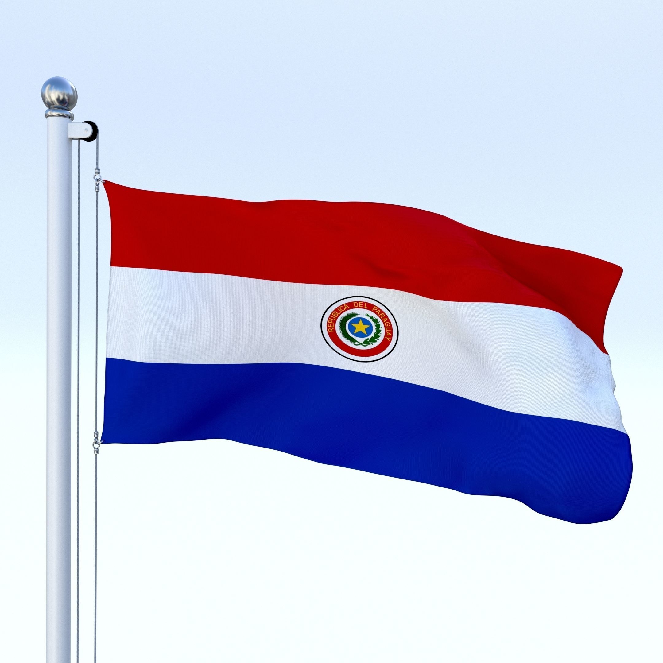Animated Paraguay Flag Low-poly 3D model_10