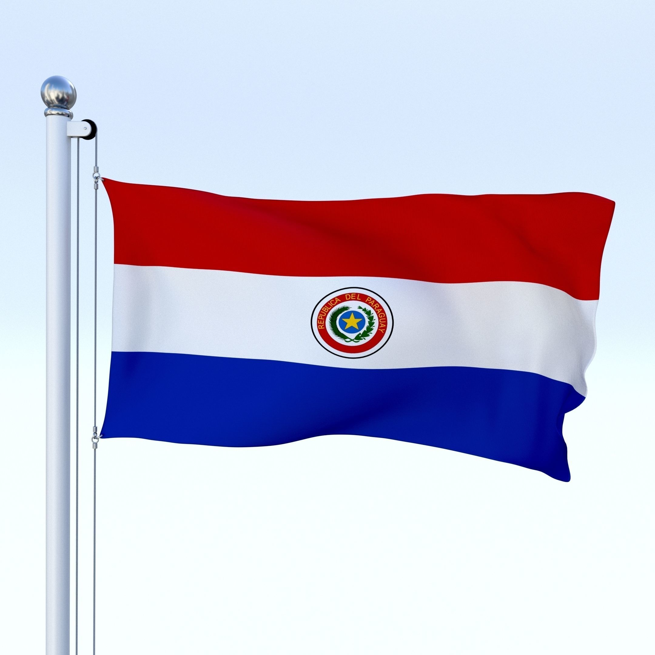 Animated Paraguay Flag Low-poly 3D model_17