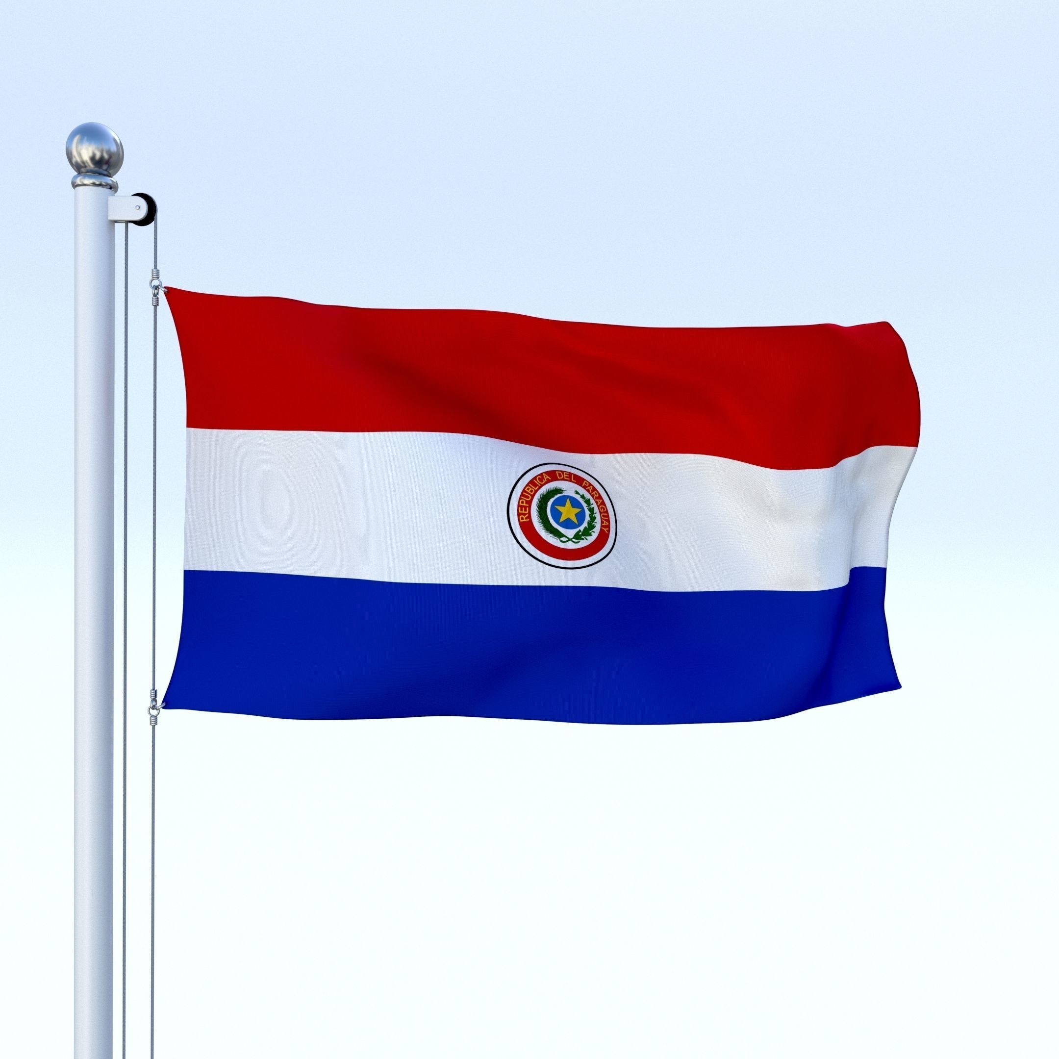 Animated Paraguay Flag Low-poly 3D model_23
