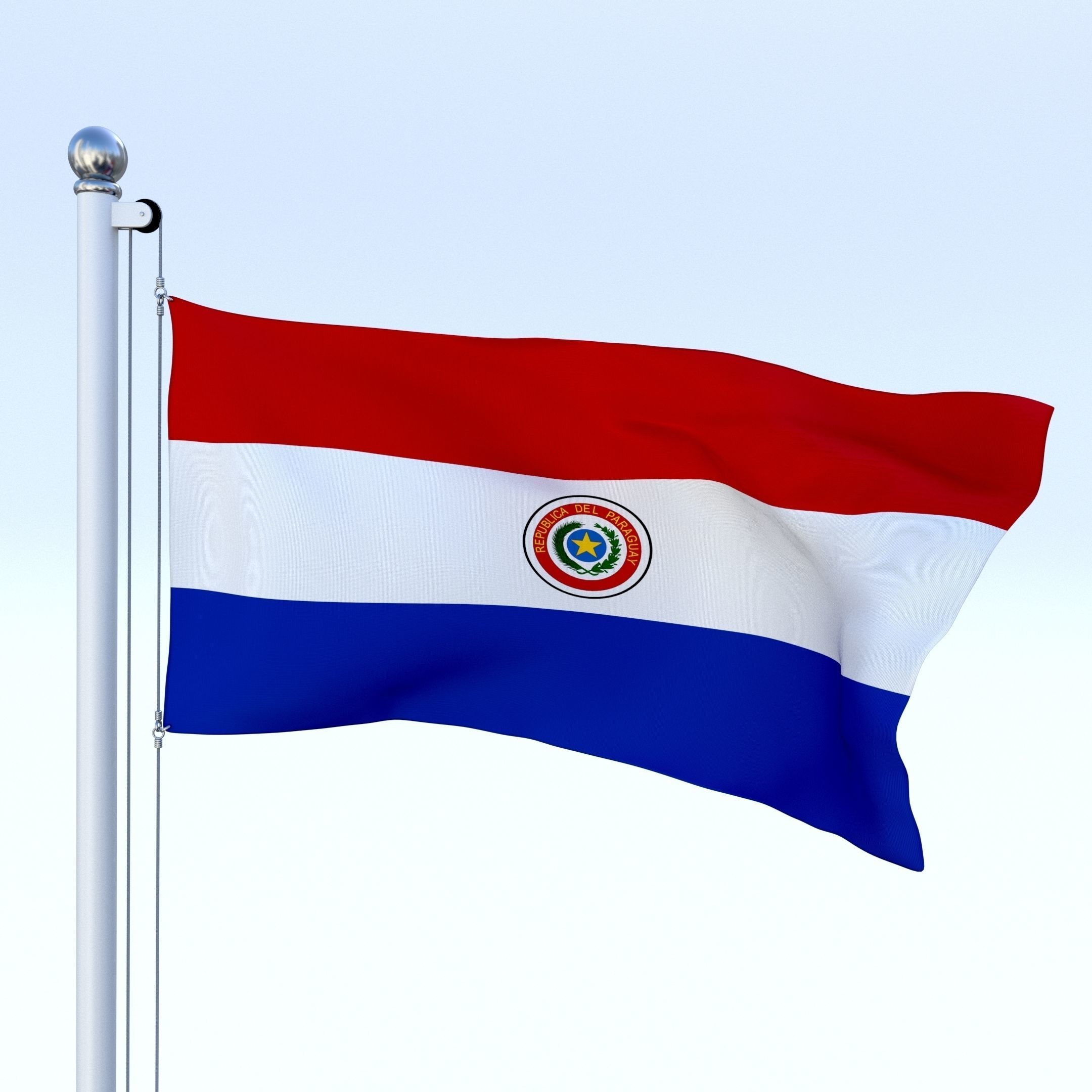Animated Paraguay Flag Low-poly 3D model_4