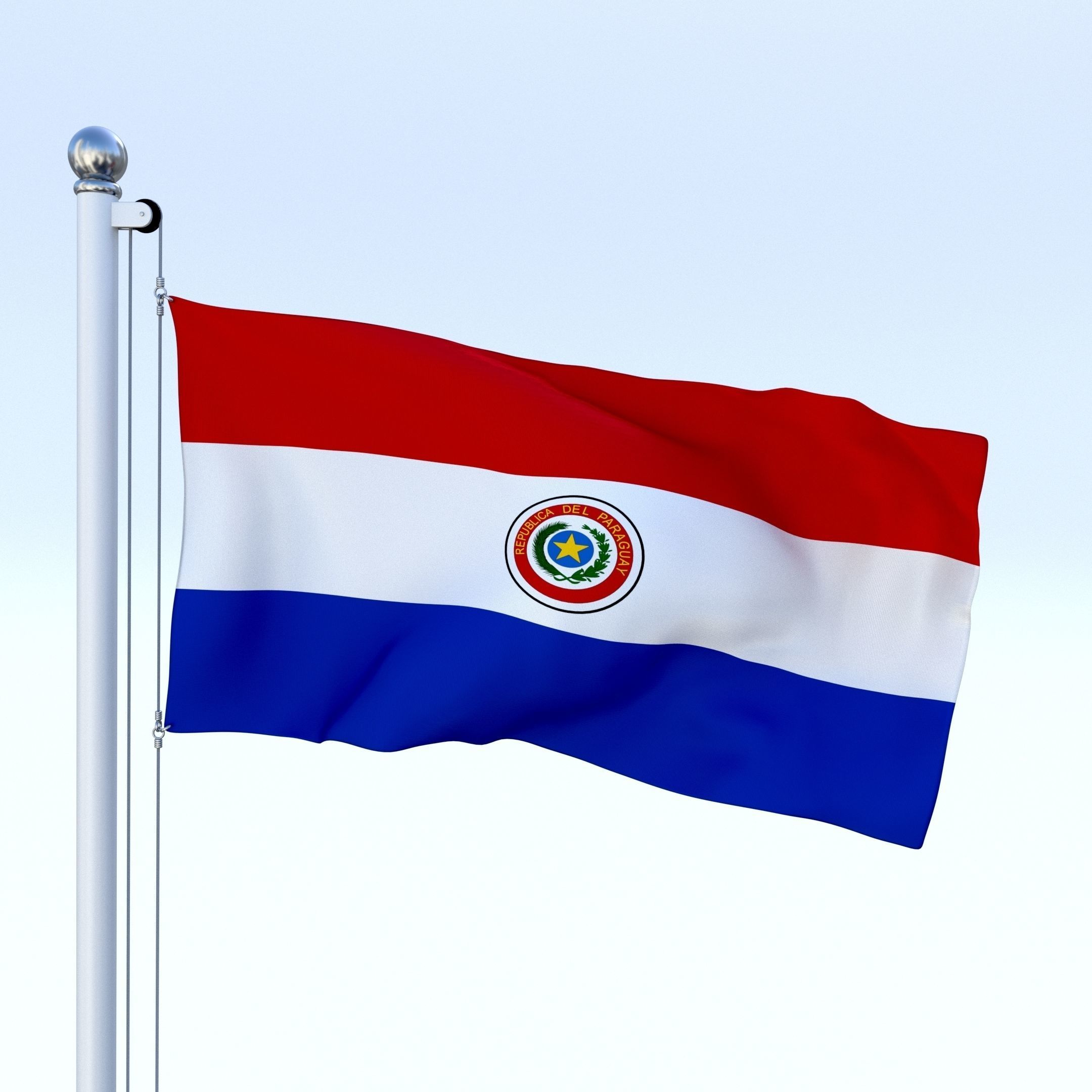 Animated Paraguay Flag Low-poly 3D model_2