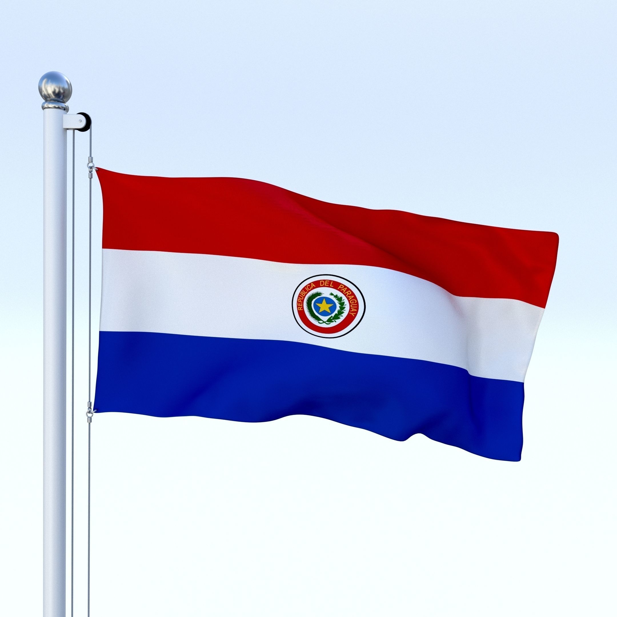 Animated Paraguay Flag Low-poly 3D model_19
